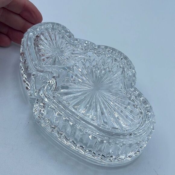 Cristal d’Arques  -Durand Two Hearts Crystal Trinket box. - Picture 5 of 11